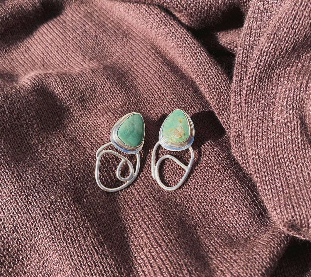 Turquoise Squiggle Studs